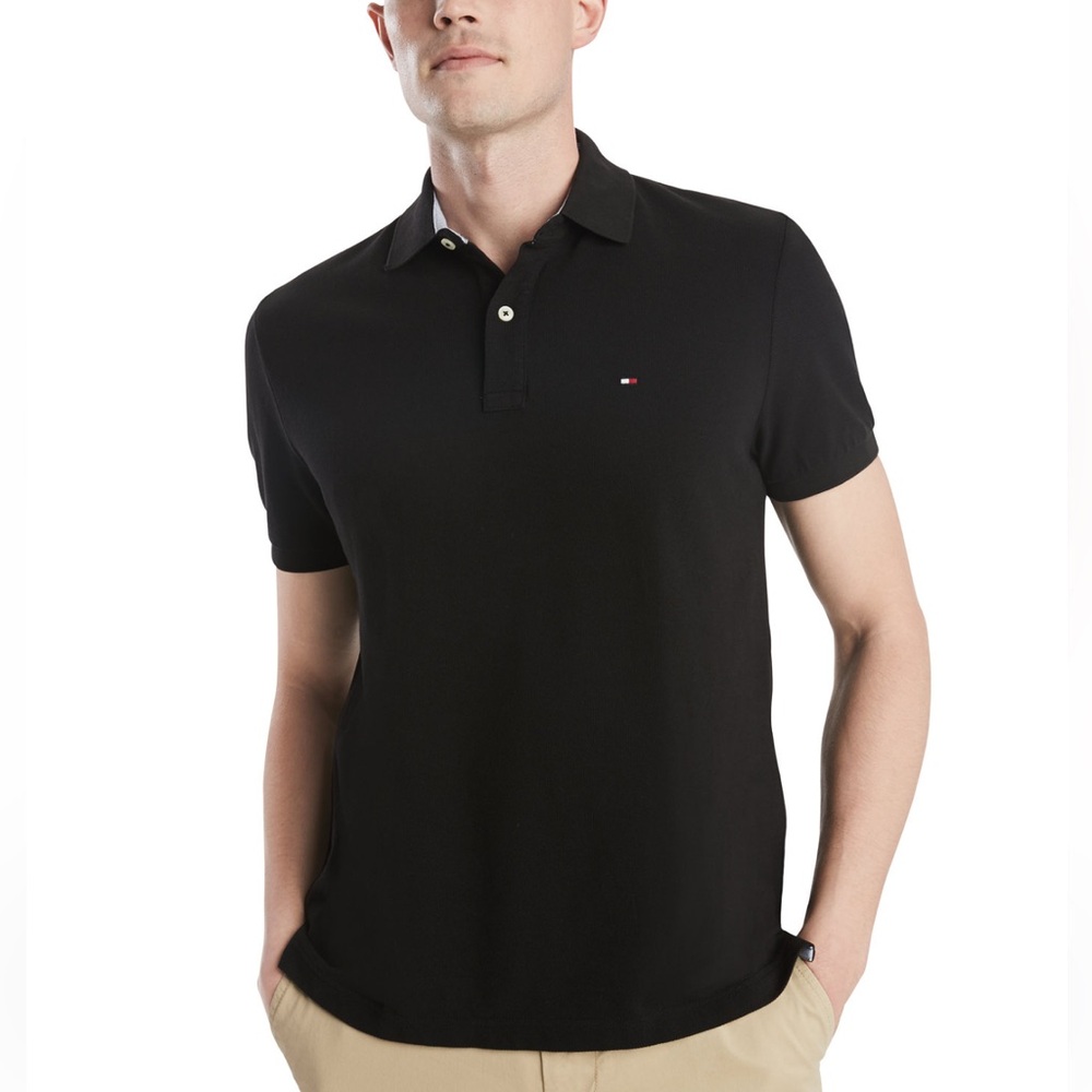 Tommy Hilfiger Men’s cotton classic fit polo, Large, black